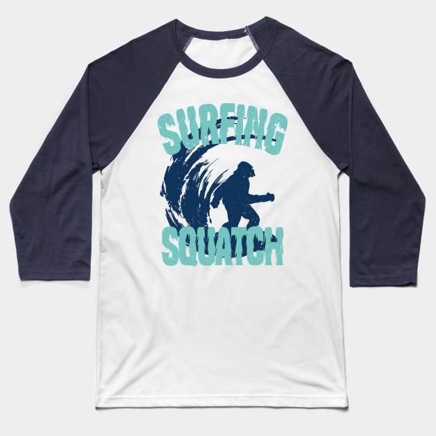 Surfing Squatch Baseball T-Shirt by Etopix